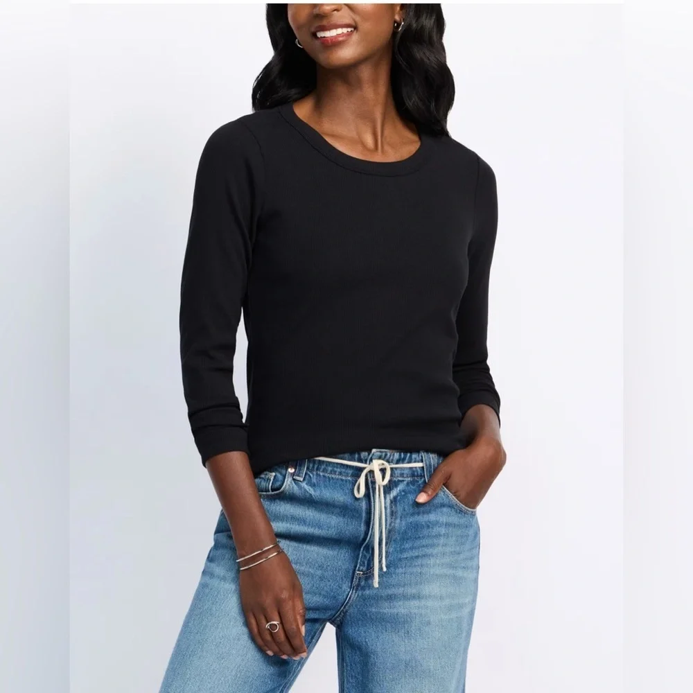 NEW…MARKET & SPRUCE 2 Pack Pearl Cotton Rib Long Sleeve Tee - Picture 2 of 5